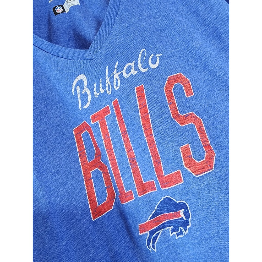 NFL Team Apparel Buffalo Bills Womens Large Blue V-Neck Graphic T-Shirt